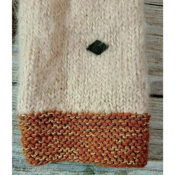 Emilime Women's Scarf Peach Dusty Rose Handmade Alpaca Wool Blend 66" x 12" - Picture 3 of 5